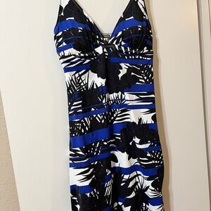 Blue and Black Striped women’s one  Piece